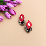 Red Mirror Ghungroo Earrings